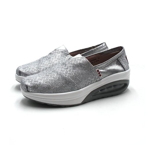 米蘭皮鞋Milano W&M(女)BOUNCE減壓氣墊款 增高厚底休閒鞋 女鞋-銀灰色