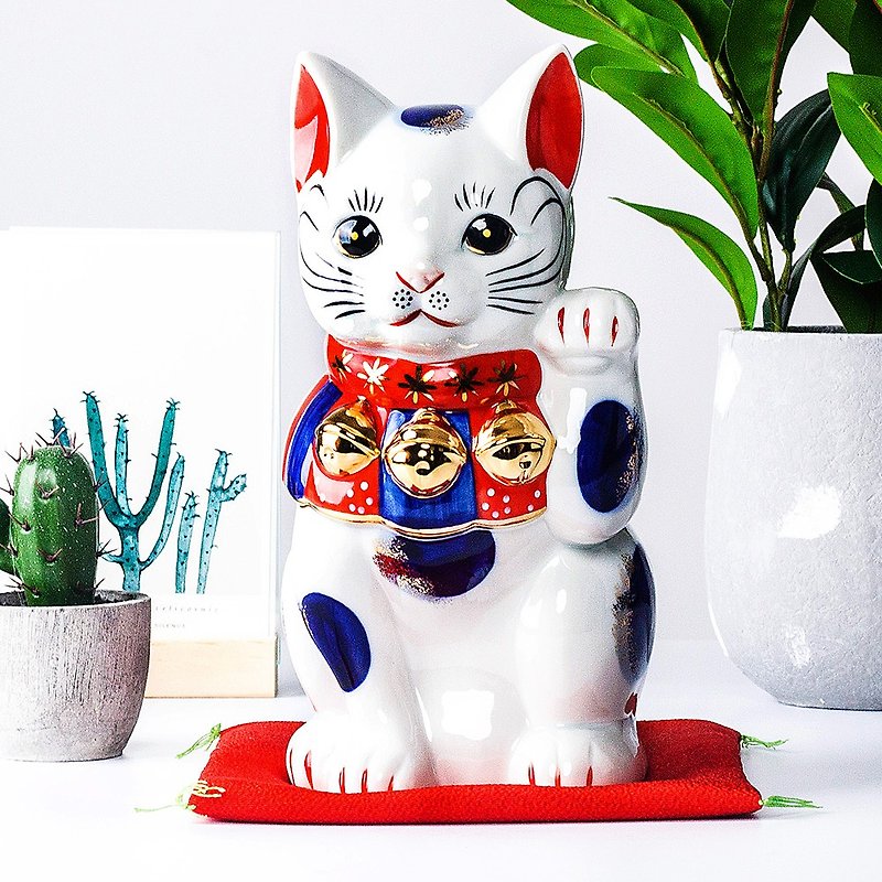 薬師窯招き猫日本輸入常滑染め錦織幸運大きな装飾品新築祝い
