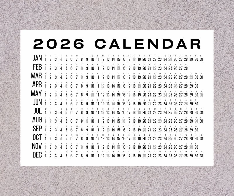 Timeless 2026 – Minimal Wall Calendar Printable - 電子手帳及素材 - 其他材質 