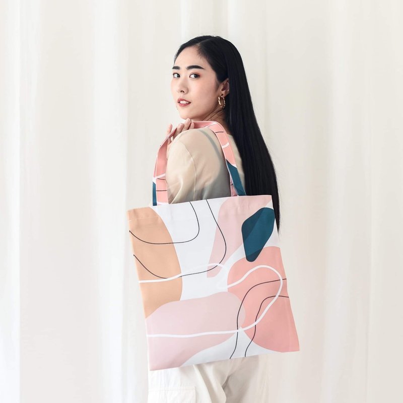 Vibes.brandd | Printed Canvas Tote Bag - Nual stone - Handbags & Totes - Other Materials Pink