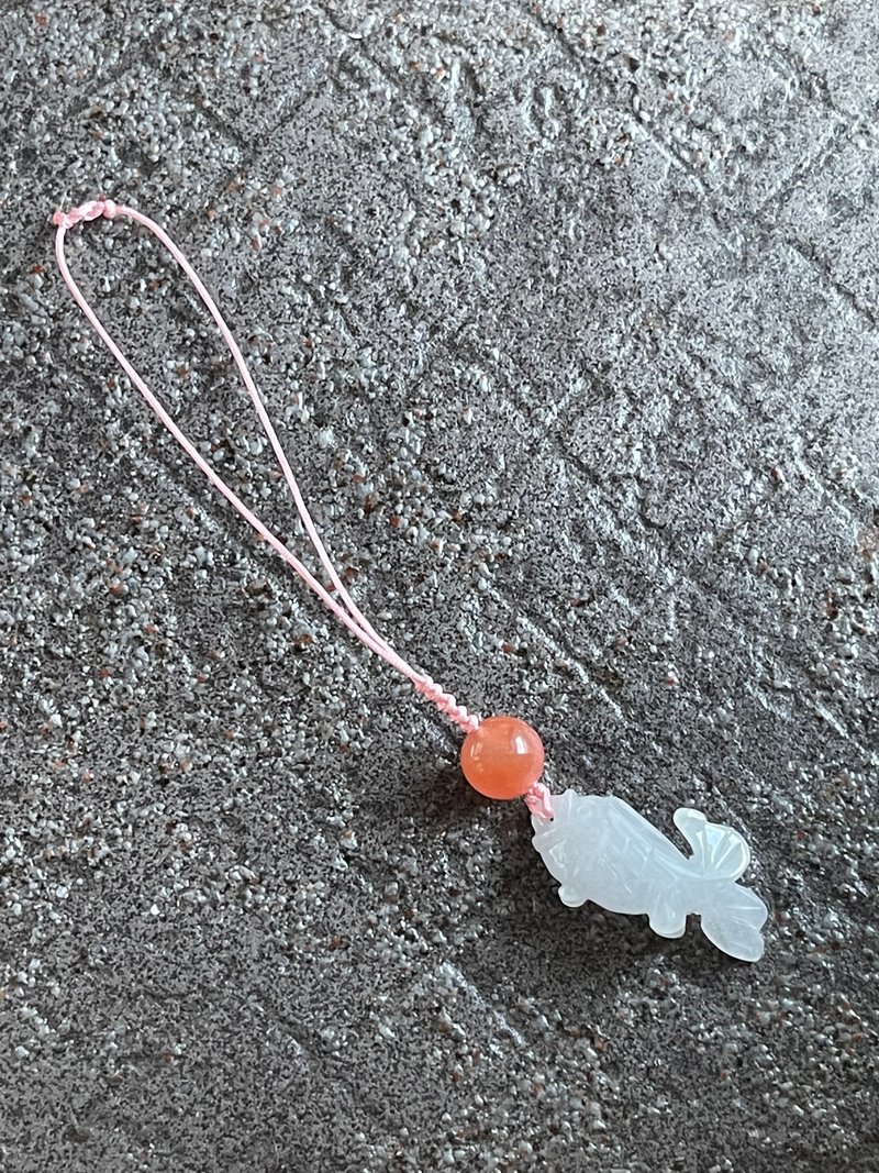 隨身l背包掛飾 手作翡翠小魚飾品掛件 緬甸玉無優化天然A貨翡翠 - 吊飾 - 玉石 