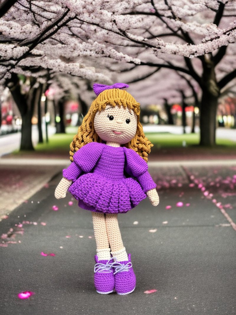 Hand knitted girl - ตุ๊กตา - งานปัก หลากหลายสี