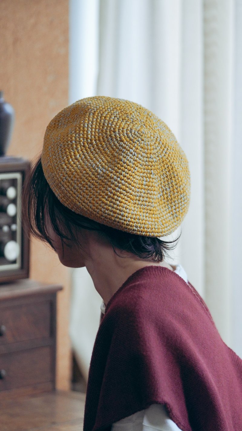 Wool blend beret - Goose Yellow - Hats & Caps - Wool Yellow