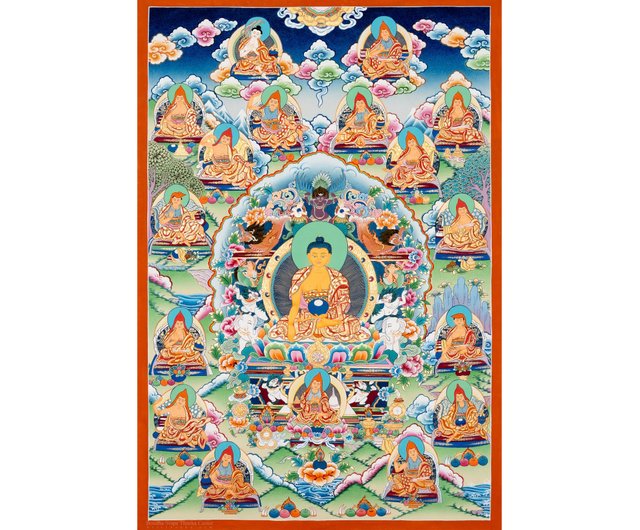 チベットの十六羅漢タンカ絵画 家の装飾用 - ショップ Boudha
