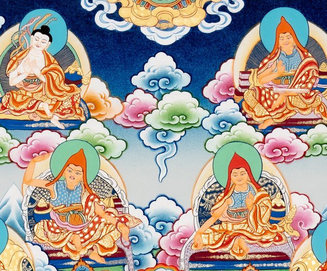 チベットの十六羅漢タンカ絵画 家の装飾用 - ショップ Boudha