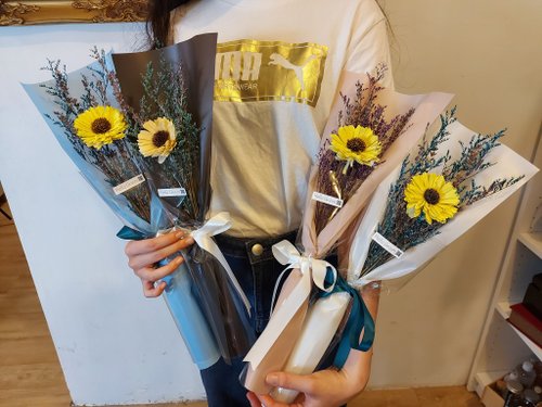 享綠 手作 老時光 Hello Green FM002 老師禮物 索拉花 向日葵 畢業花束 畢業禮物 送老師 乾燥花