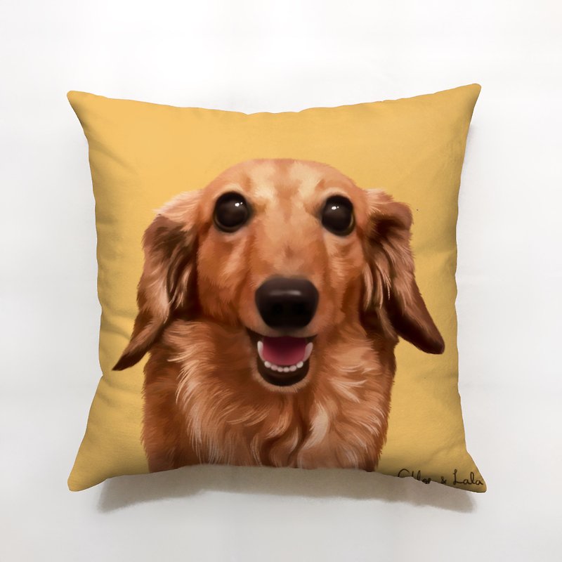 Big Meow Pillow - Canxiao Brown Dachshund | Lala - Pillows & Cushions - Polyester Yellow