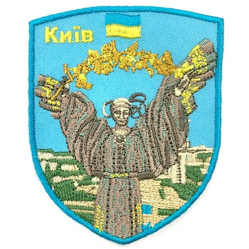 A-ONE 烏克蘭 基輔 獨立紀念碑少女熱燙補丁貼 熨燙袖標 背膠補丁布標