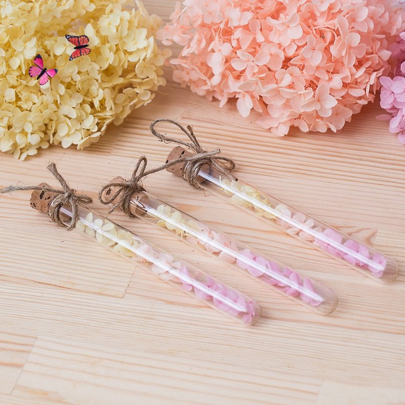 Three-flowered cat hand made floral decoration - no flower hydrangea dry flower test tube gradient - Plants - Plants & Flowers Multicolor