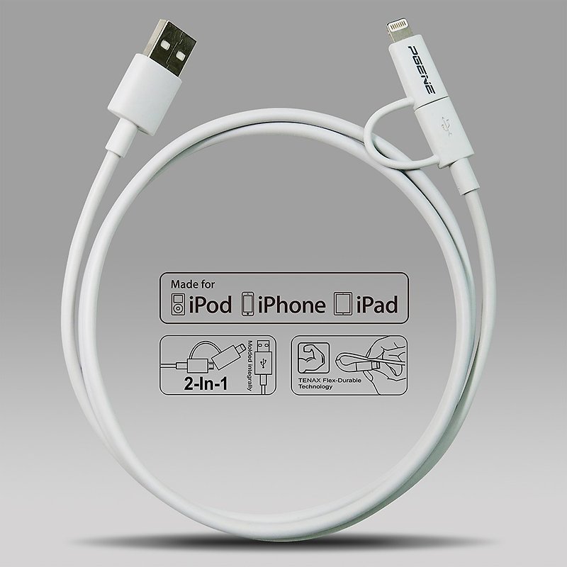 Apple Lightning Two-in-One Transmission Line ~ Cultural and Creative Gifts - Chargers & Cables - Rubber 