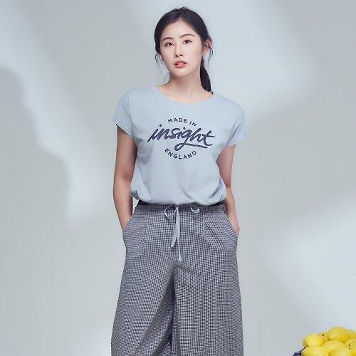 MEDUSA LADY 【MEDUSA】insight 灰藍短版抽繩T恤 (M-L) | 女上衣 休閒上衣