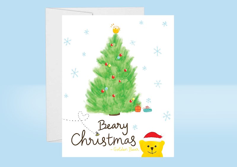 紙 心意卡/卡片 - 聖誕卡片 小熊聖誕卡 聖誕樹卡 5張