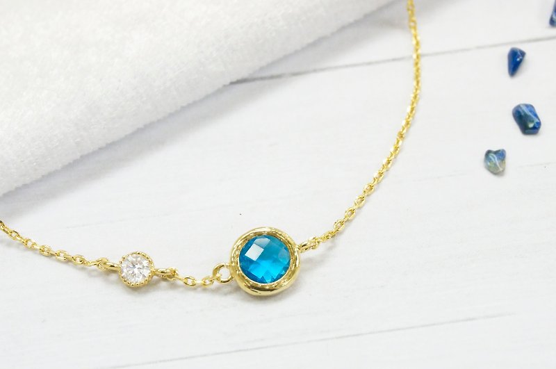 Edith & Jaz • Birthstone with CZ Collection - Capri Blue Quartz Bracelet (Dec) - Bracelets - Gemstone 