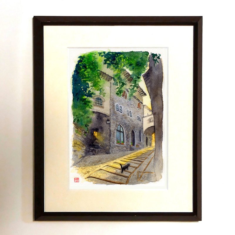 | Dusk in the Back Alley | Watercolor/Reproduction/Framed Goods - โปสเตอร์ - กระดาษ 