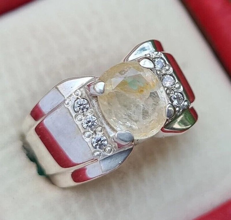 Ceylon Sapphire Pukhraj Ring Unheated Untreated Yellow Pukhraj Ring sapphire - 戒指 - 寶石 黃色