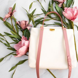 [Customized gift] ADay leather canvas cross-body bag/pink (free custom engraving)