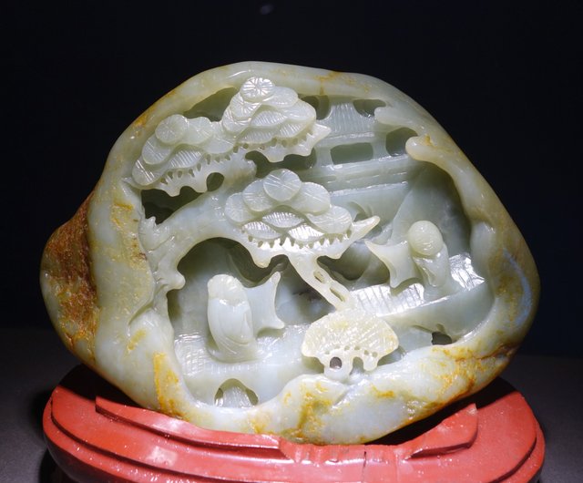玉山子和田玉青玉和闐玉籽料1387克籽玉Jade 原石秋梨皮山奇藝術