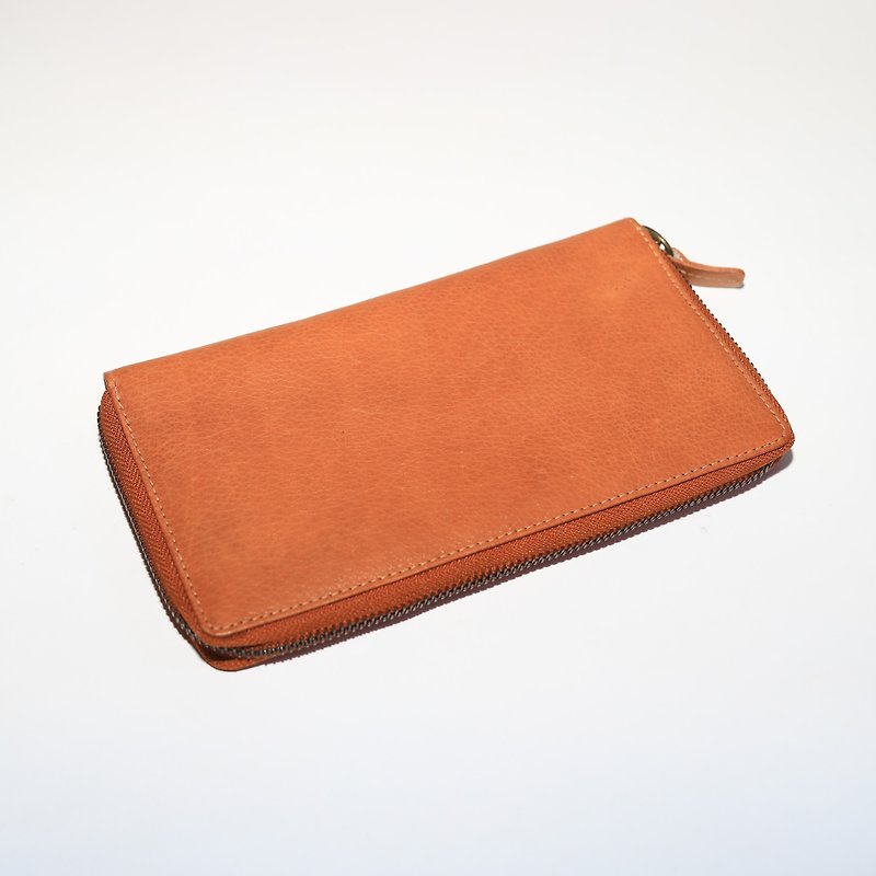 The sharp slide fastener clip _ _ natural Brown Fair Trade - กระเป๋าสตางค์ - หนังแท้ สีส้ม
