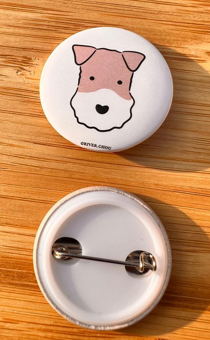 Wirefoxterrier Badge ~ Big Head - เข็มกลัด/พิน - โลหะ ขาว