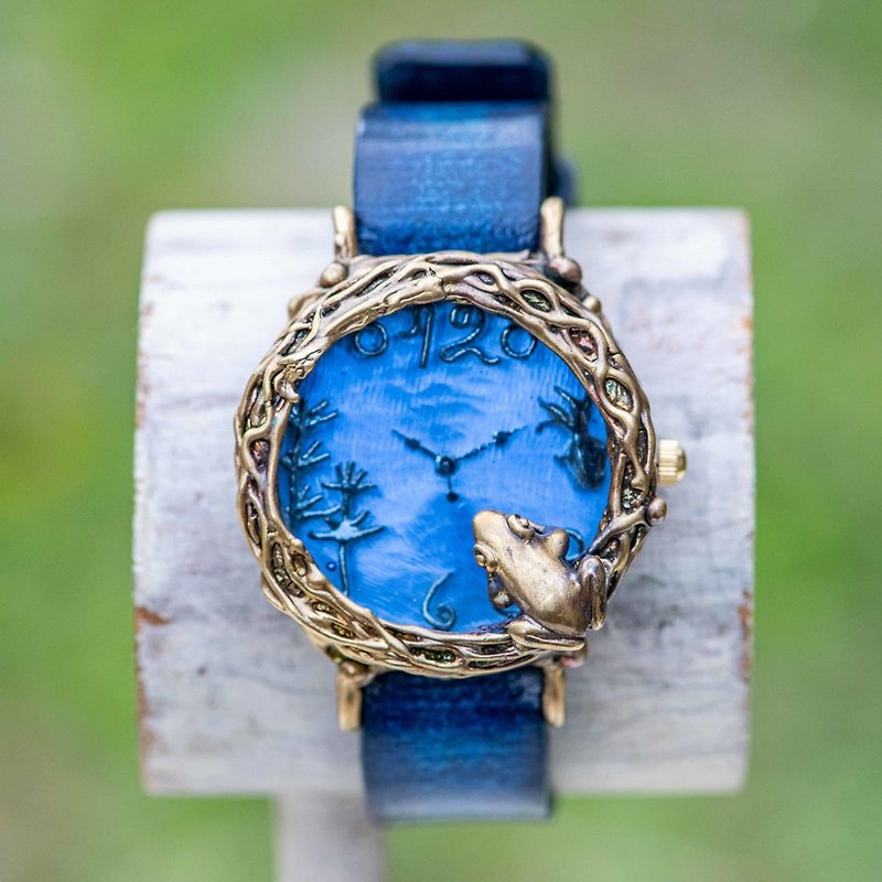 其他金屬 女裝錶 藍色 - 想像金魚一樣優雅游動的青蛙款手錶M淡藍色