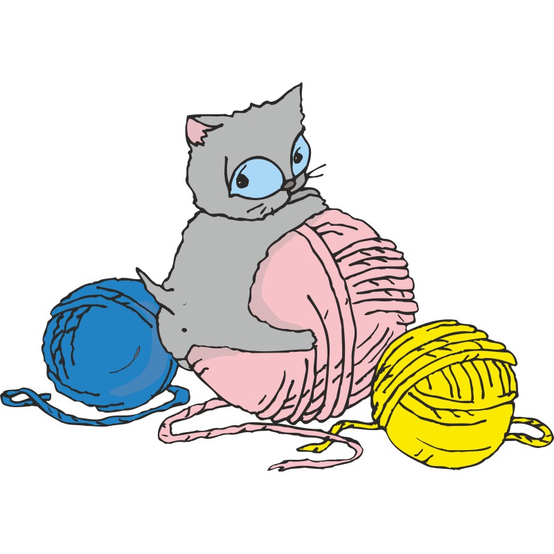 Кот с клубком картинка