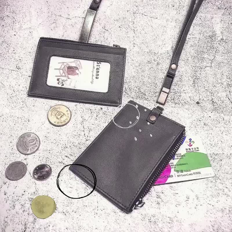 Sienna商務識別證零錢包 - 證件套/卡套 - 真皮 黑色