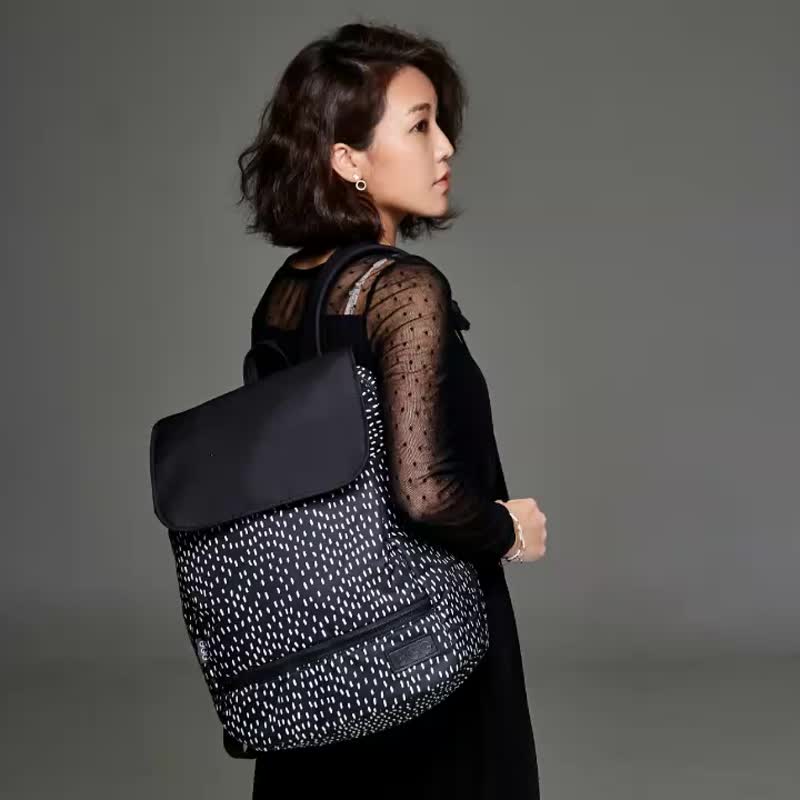 【輕量防水後背包】時尚都會包 | 嗒嗒雨點 (媽媽包 後揹包) - 後背包/背包/書包 - 防水材質 黑色