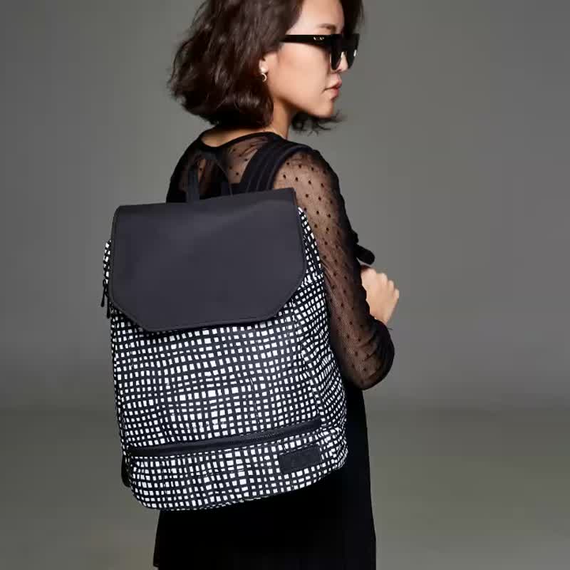 Diaper Backpack, Waterproof Nappy Bag, Geometric Backpack - กระเป๋าเป้สะพายหลัง - วัสดุกันนำ้ สีดำ