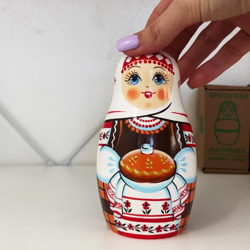 Matryoshka Nesting Dolls 7 pcs -  Russian Doll in Slavic Clothing - Slavic Decor - Kids' Toys - Wood Multicolor