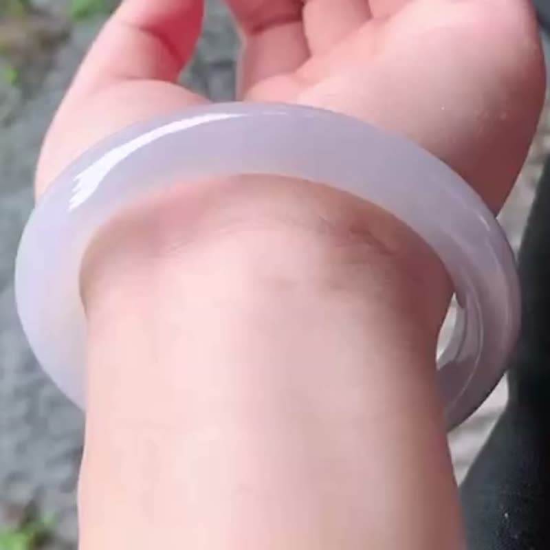 冰種 天然翡翠 緬甸 A玉 玉鐲 • 冰種藕紫色翡翠福鐲 - 手鍊/手環 - 玉石 紫色