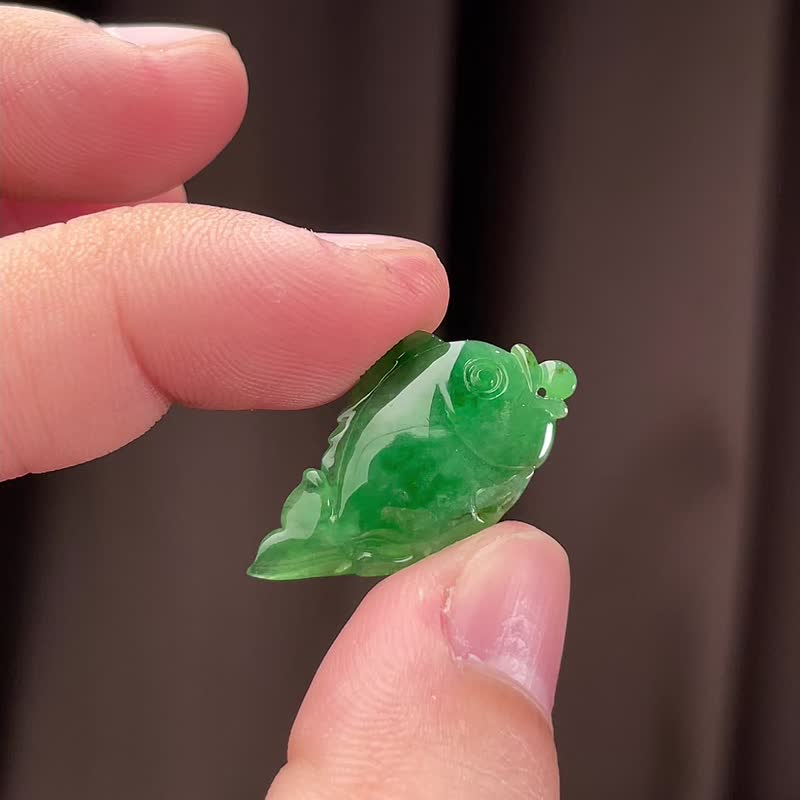 Zhengyang green jade has fish every year | Natural Burmese jade jade A goods - อื่นๆ - หยก สีเขียว