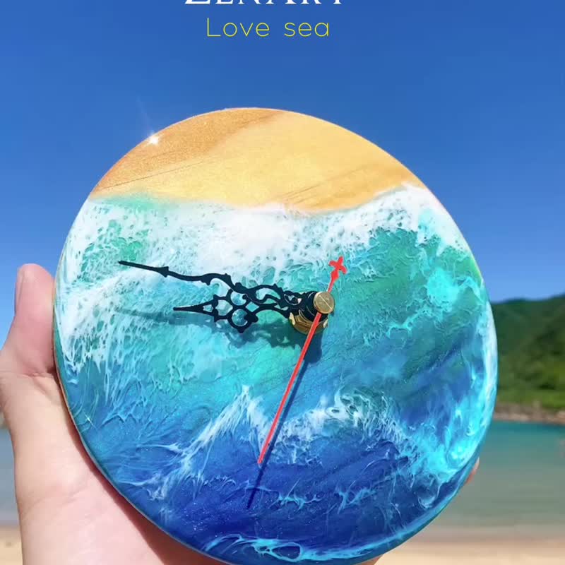 Soul wave log wooden clock - นาฬิกา - ไม้ สีน้ำเงิน