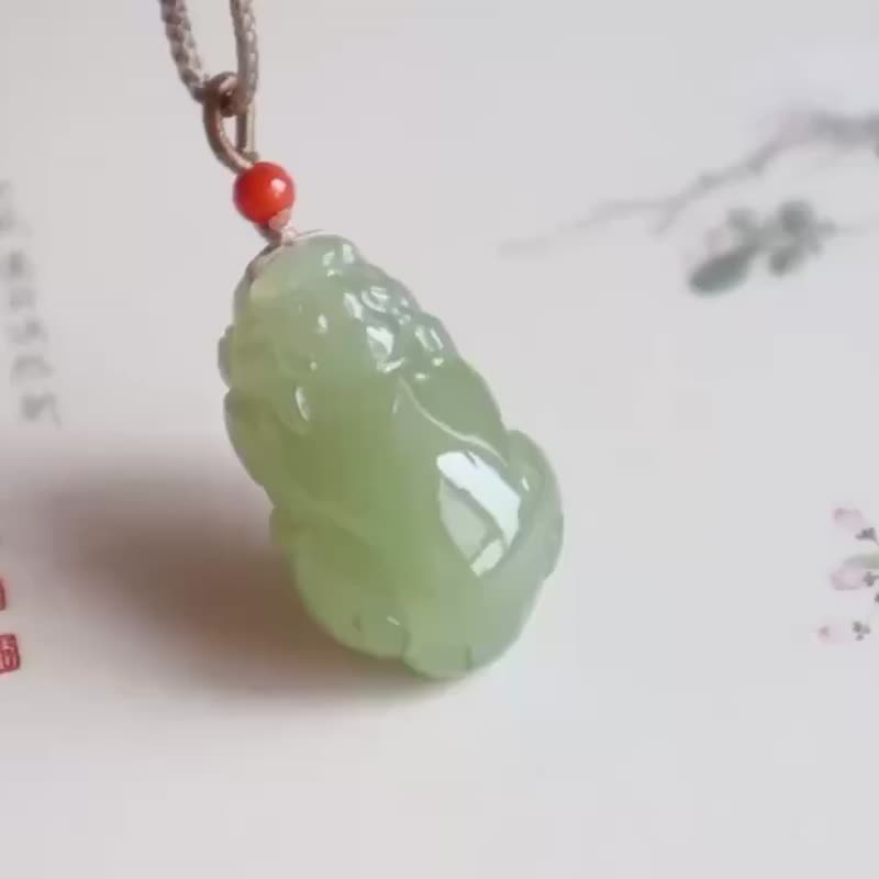 Qingshui Hetian jade Pixiu pendant jade Piqiu pendant Pixiu necklace Pixiu amulet jade pendant to attract wealth and fortune - สร้อยคอ - หยก 