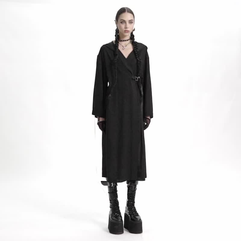 Gothic wizard national style chiffon long coat / loose fit - Women's Casual & Functional Jackets - Other Materials Black