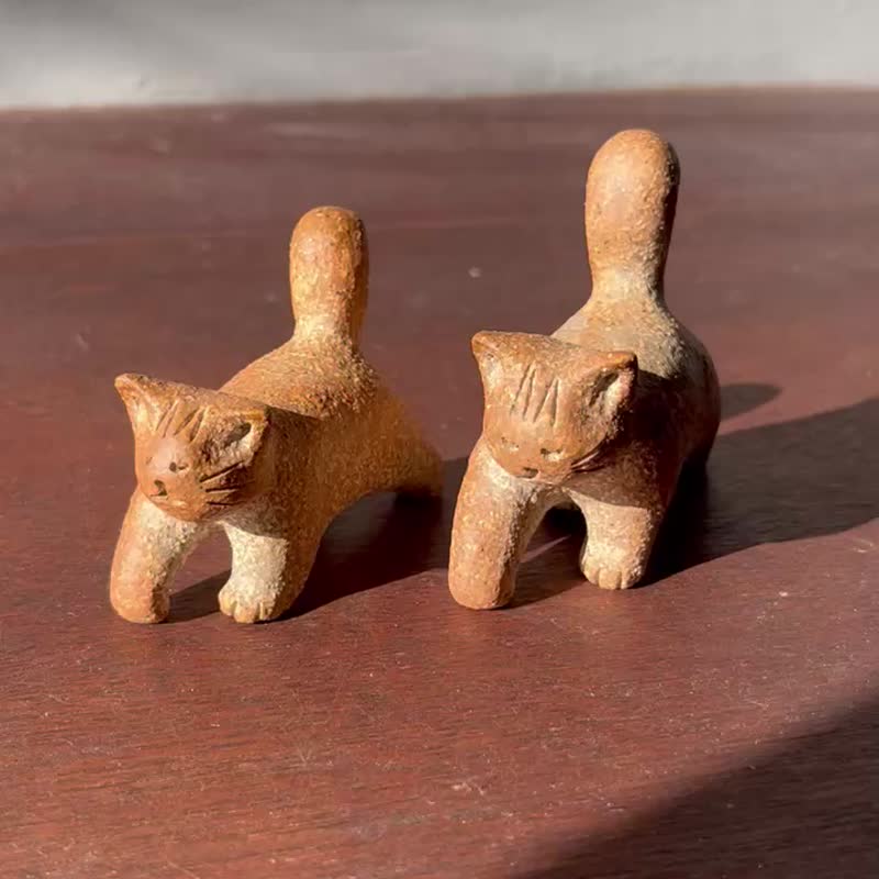 徐徐前進⋯雜雜花貓 / 陶 - 擺飾/家飾品 - 陶 橘色