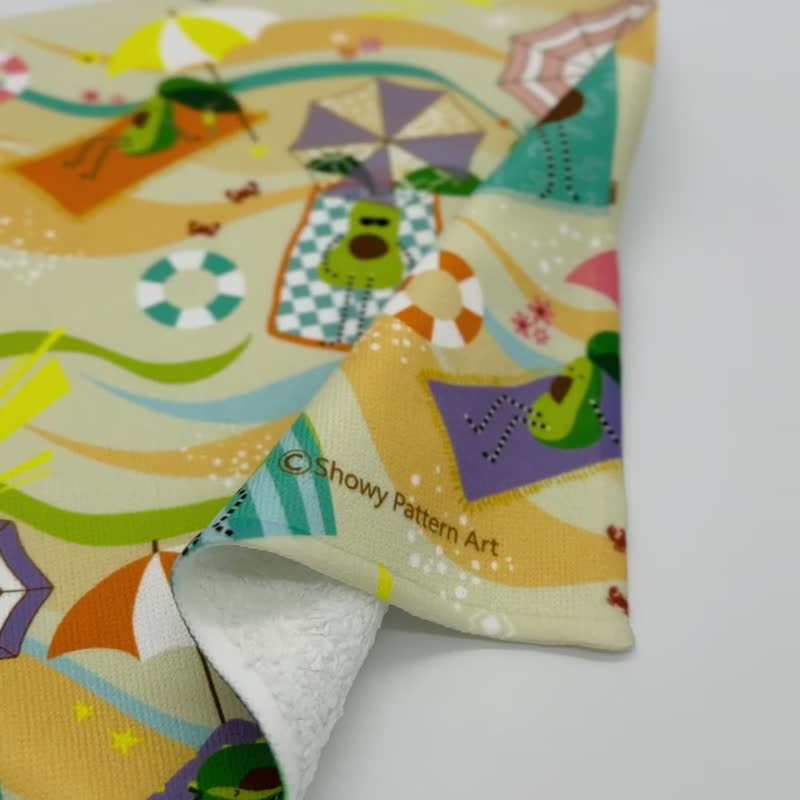 【Flower Edition Everywhere】Universal Small Square Handkerchief Print/Avocado Goes to the Beach - ผ้าขนหนู - วัสดุอื่นๆ สีกากี