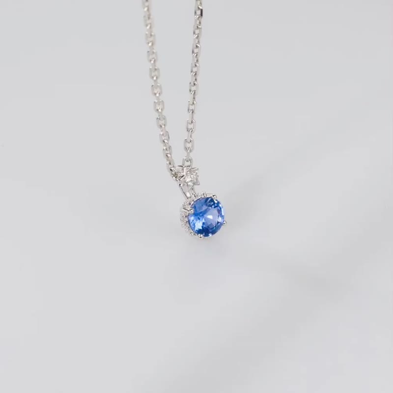 0.56ct Star Wish Natural Gemstone Corundum Sapphire Pendant Chainless 18k Gold - Necklaces - Gemstone Blue