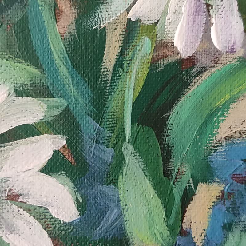 Chamomile Painting Original Oil Art Floral Art Daisy painting 洋甘菊 Art - 海報/掛畫/掛布 - 環保材質 藍色
