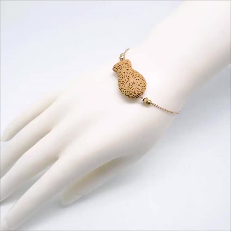 Yellow Fish Aroma Rock Diffuser Bracelet Gold plated Copper Chain with Extender - Bracelets - Copper & Brass Yellow