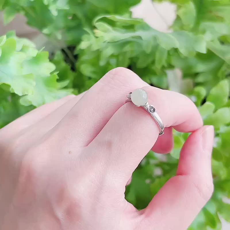 溫潤凝脂 晴水綠 和田玉純銀戒指 - 戒指 - 玉石 綠色