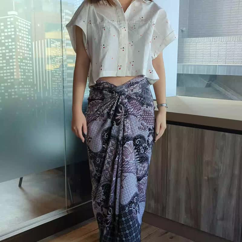 SADEVA Batik Kebaya Wrapped Skirt - Skirts - Cotton & Hemp Multicolor