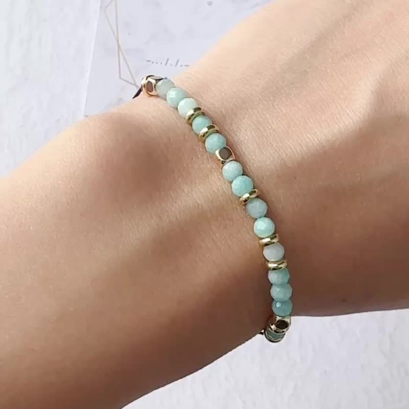 Believe Morse Code Bracelet | Amazonite Natural Stone | Custom Encouragement Gift - สร้อยข้อมือ - หิน สีเขียว