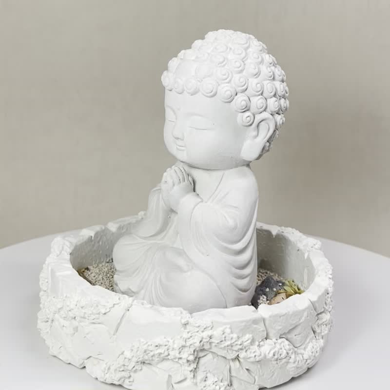 神明公仔 淨念吉祥小佛之順德 中盤套組 水泥 佛 宗教 - 香氛/精油/擴香 - 水泥 灰色