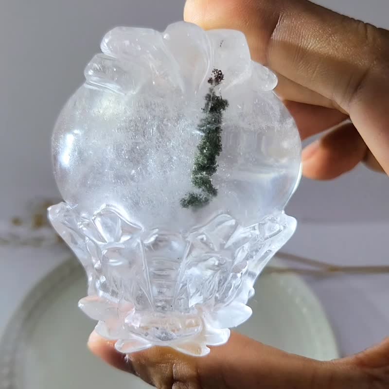 White crystal with green ghost dragon turtle - ของวางตกแต่ง - คริสตัล สีเขียว