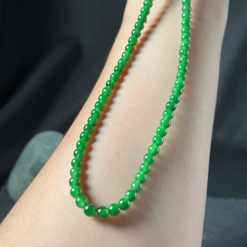 Jade Dew | Ice Jade Green Bead Necklace with 118 Ice Jadeite Beads - Bracelets - Jade Green