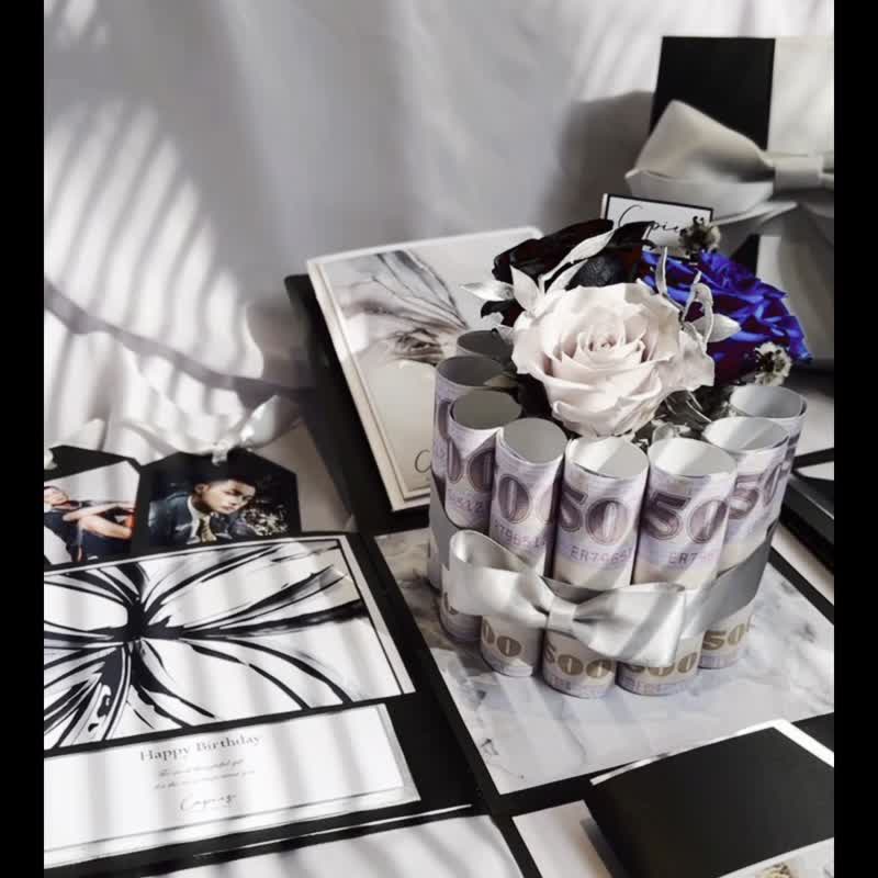 Money to spend handmade gift box | Birthday gift | Valentine's Day gift | Boyfriend gift | Handmade card/black - Storage & Gift Boxes - Paper Black