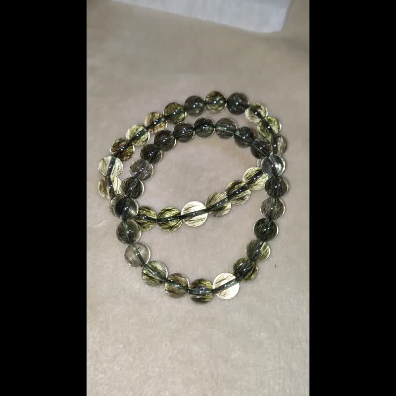[Customized products] Green green hair crystal 6-12mm bracelet bracelet natural crystal green hair tourmaline - Bracelets - Crystal 