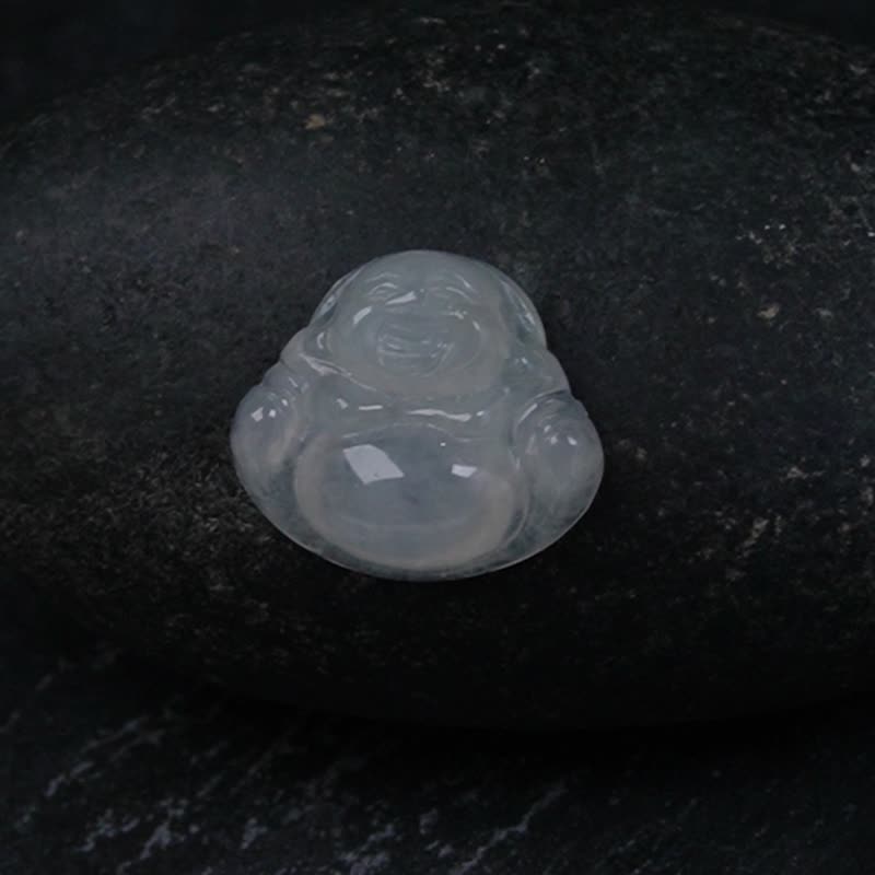 Ice Jadeite Maitreya Buddha Necklace | Stone| Natural Burmese Jadeite A Grade | Gift - Necklaces - Jade Transparent