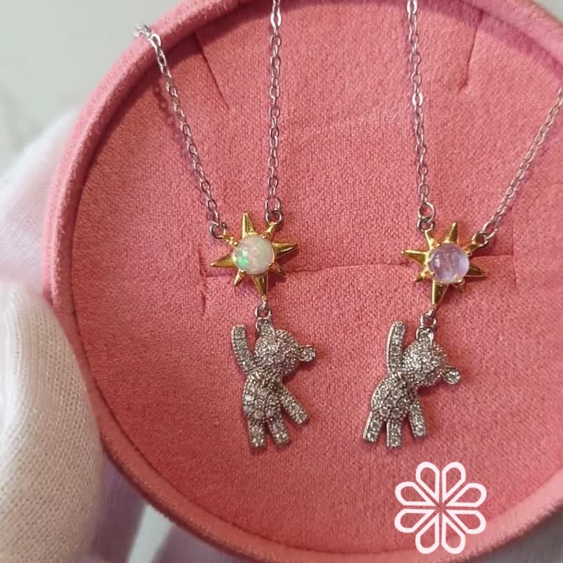 Natural Opal Necklace Sterling Silver 925. - 項鍊 - 純銀 多色