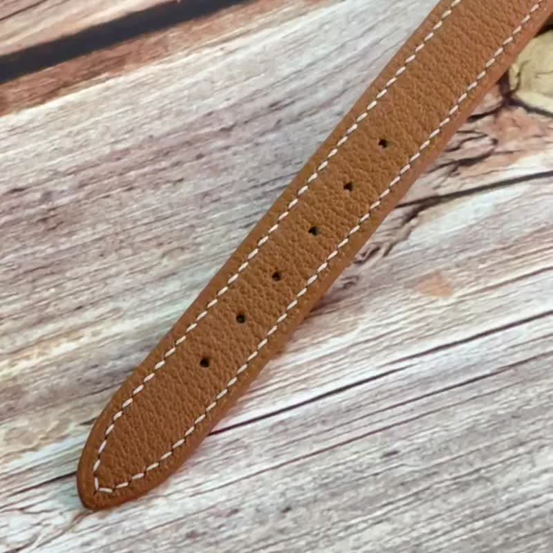 French material goatskin double circle applewatch strap hand-stitched - สายนาฬิกา - หนังแท้ หลากหลายสี